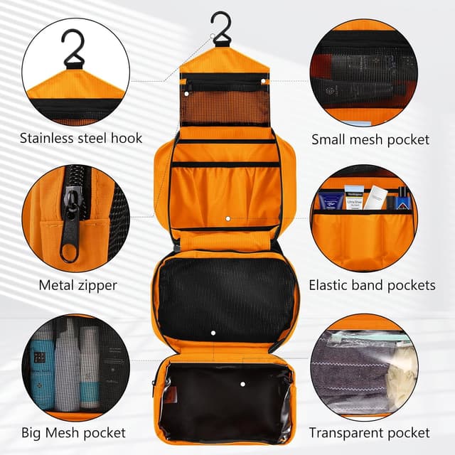 Detalle de homchen Hanging Travel Toiletry Bag 24×20×10cm