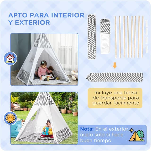 Thumbnail 2 de HOMCOM Tienda infantil Tipi 120x120x155 cm
