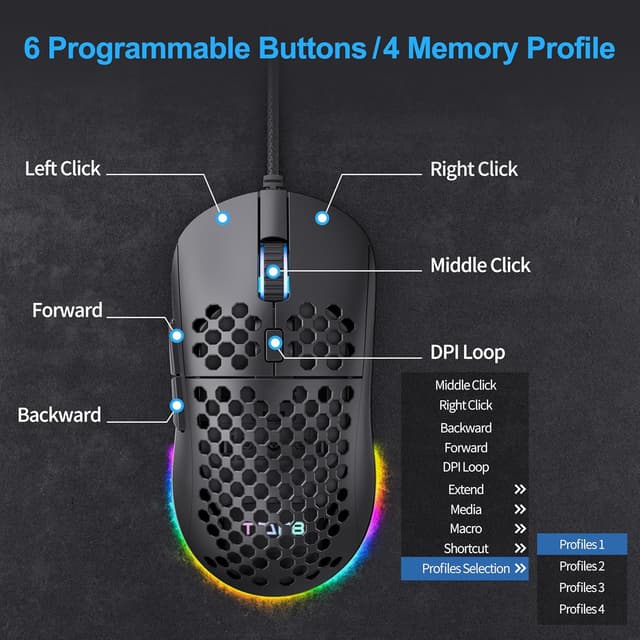Detalle de TMKB Falcon M1SE Gaming Mouse 75g 🖱