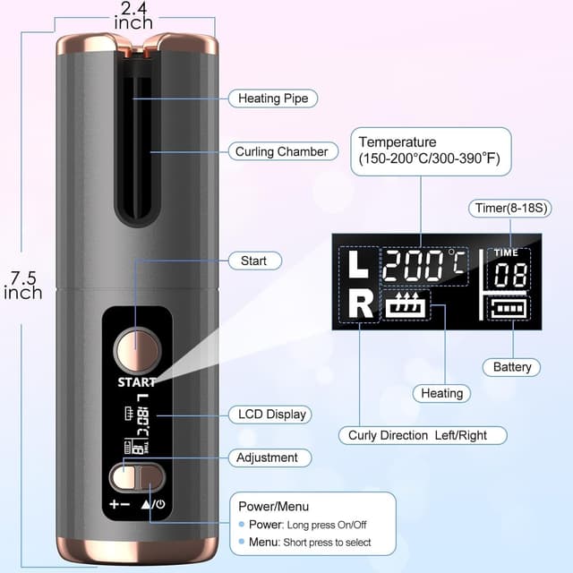 Thumbnail 5 de CFEN Lockenstab Automatisch Kabellos 6 Stufen