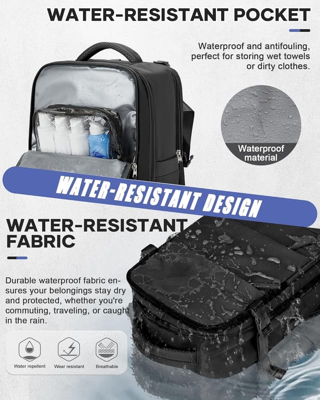 Detalle de HPLQQ sac à dos sous vide de voyage 40×30×20 cm avec pompe, format cabine pour Ryanair (A01-Noir)