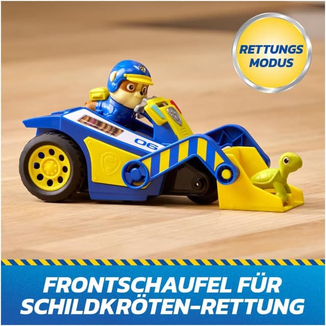 Detalle 2 de PAW PATROL Search & Rescue: Rubbles Rettungs-Bulldozer mit Rückziehmotor (ca. 15 cm) – inkl. Rubble-Figur & Schildkröte