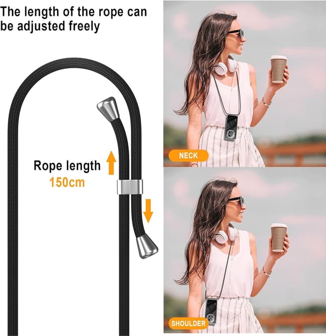 Detalle de XTCASE Coque TPU transparente avec tour de cou et cordon pour Xiaomi Redmi Note 14 Pro 5G / Poco X7 5G (noir)