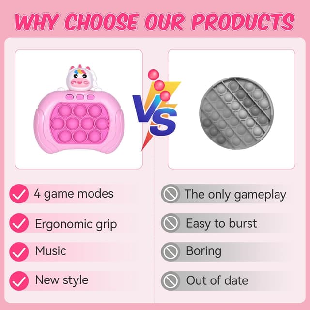 Thumbnail 6 de Quick Push Game Fidget Toys Pro – Mini Handheld Bubble-Pop-Spiel mit 4 Modi und 999 Levels