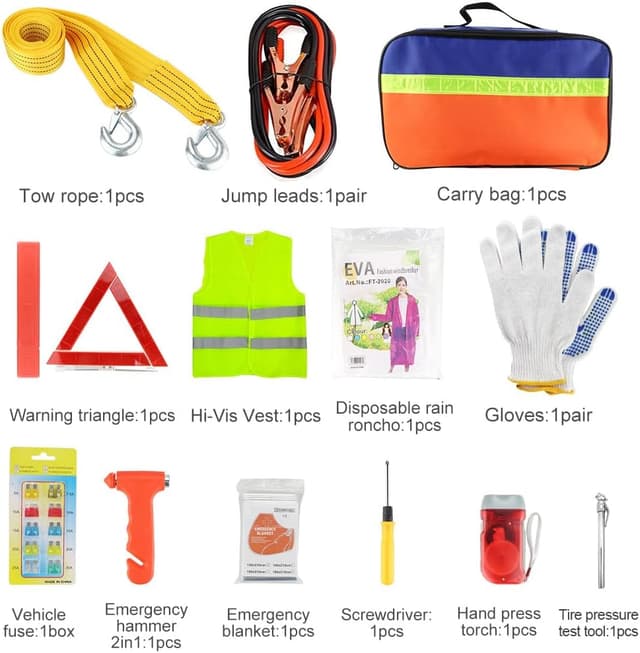 Detalle de Car Emergency Breakdown Safety Kit 13-in-1