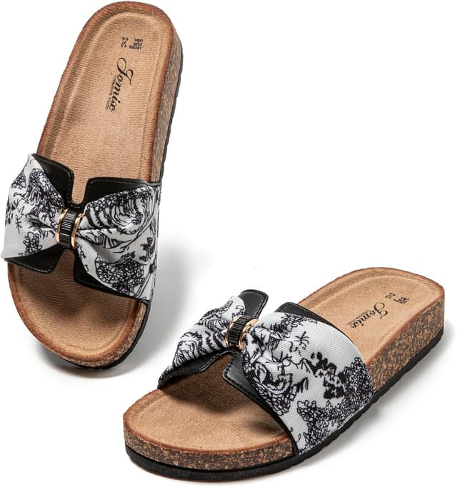 Thumbnail 6 de JOMIX Mules femme à nœud et imprimé fleurs : claquettes/sandales plates pour plage, piscine et douche