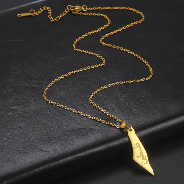 Detalle 2 de EUEAVAN Palästina-Halskette mit Kontur-Karten-Anhänger aus Edelstahl