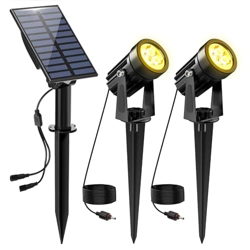 Detalle de NATPOW foco solar LED exterior para jardín IP65 (3000K) con 2 niveles de brillo