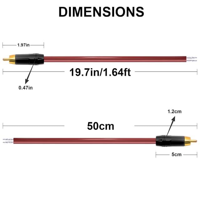 Detalle 2 de YARCHONN RCA speaker wire pigtails 1.64 ft