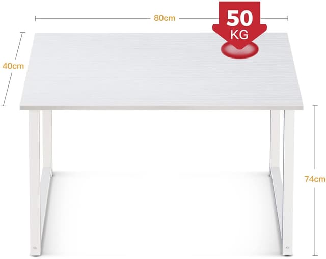 Detalle de ODK Scrivania Ufficio 80x40 cm Bianca, piccola scrivania da computer per ambienti domestici