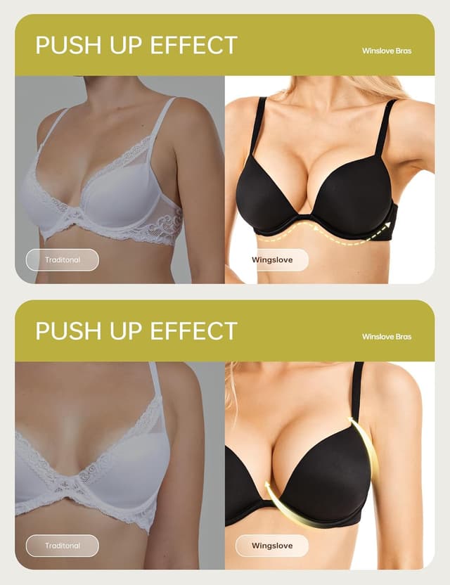 Detalle de Wingslove Damen Super Push-Up-BH mit Bügel: Extrem gepolstert & Maximizer für kleine Brüste