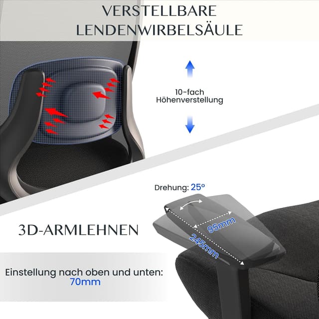 Thumbnail 5 de FLEXISPOT MasterEase Chaise de Bureau Ergonomique 11,5 cm