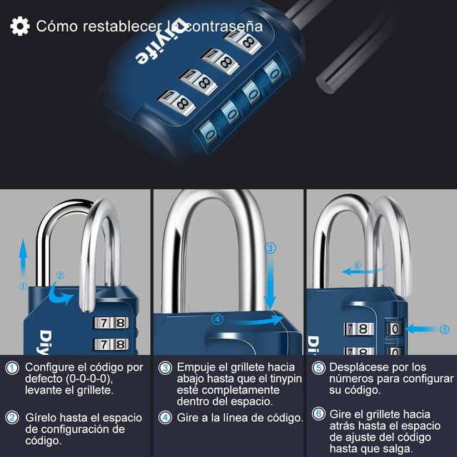 Thumbnail 4 de Diyife Candado de combinación 4 dígitos 99 g