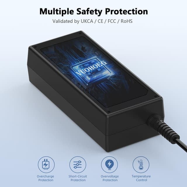 Detalle 2 de VUOHOEG HP laptop charger (blue tip 4.5mm × 3.0mm) 90W/65W/45W UK power adapter