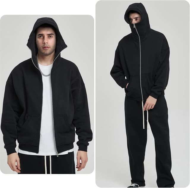 Detalle de Veste sweat Zifipeoed pour homme à capuche et col montant (style Harajuku) pour l’hiver et l’automne