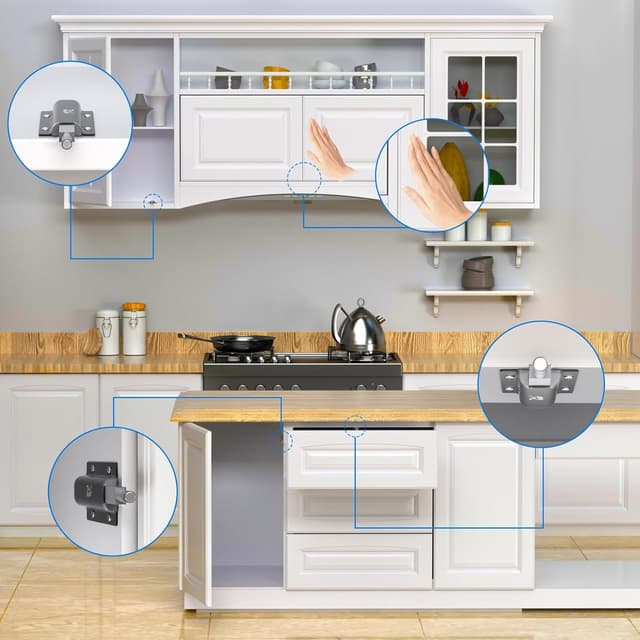 Detalle de Jiayi Apertura a pressione Push to Open con chiusura magnetica, 2 pezzi Push Pull per ante (alluminio, installazione adesiva)