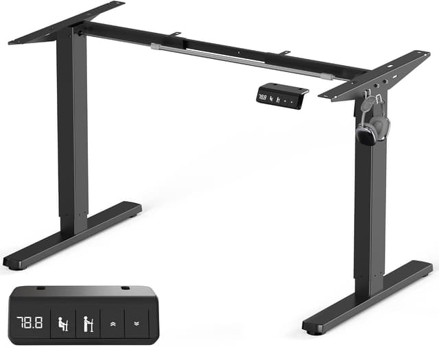 Detalle de VOSATRON elektrisch höhenverstellbares Tischgestell mit Memory-Steuerung, Antikollision und starken Motoren (schwarz)