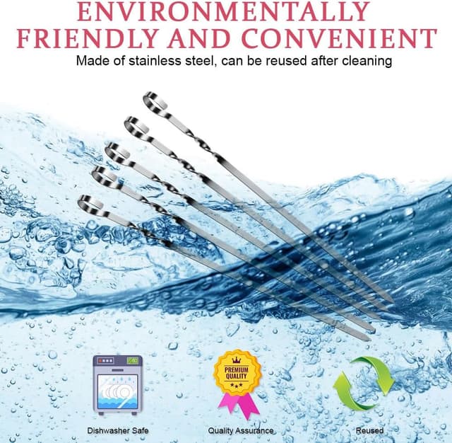 Detalle de OFFCUP Kebab Skewers (24-pack) – 30cm Food-Grade Stainless Steel BBQ & Shish Kebabs