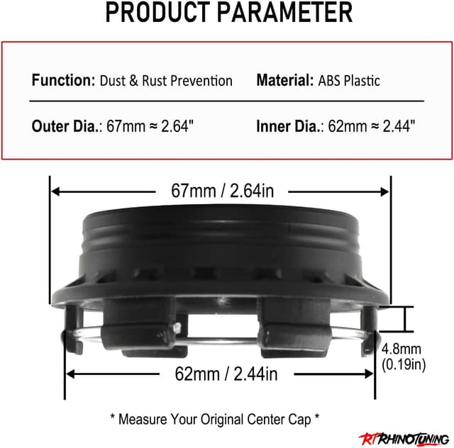 Detalle 2 de Rhinotuning RhinoTuning 4PCS 67 mm Wheel Centre Caps (ABS) for GT30/TE37/CE28N-style wheels
