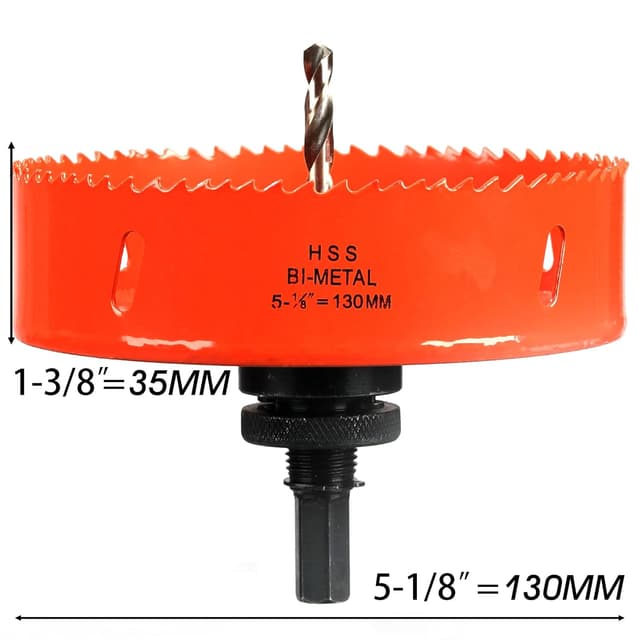 Detalle de HOME COMPOSER Lochsäge 130 mm (HSS M42, Bi-Metall) mit Sechskant-Schaft und Bohrer