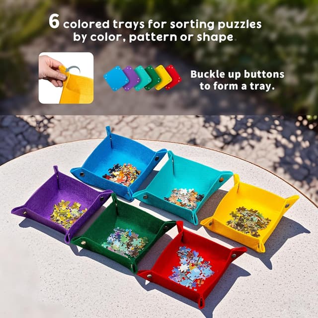 Detalle de Tektalk Foldable Jigsaw Board with 6 Sorting Trays (Up to 2000 Pieces) - Khaki