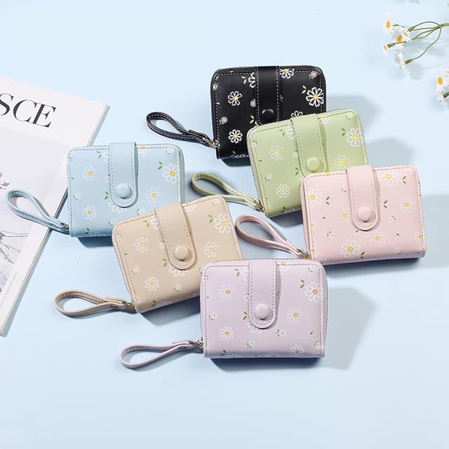 Thumbnail 6 de LZSXDWXY Damen-Geldbörse mit Blumenmotiv, außen Reißverschluss und Kartenfächer