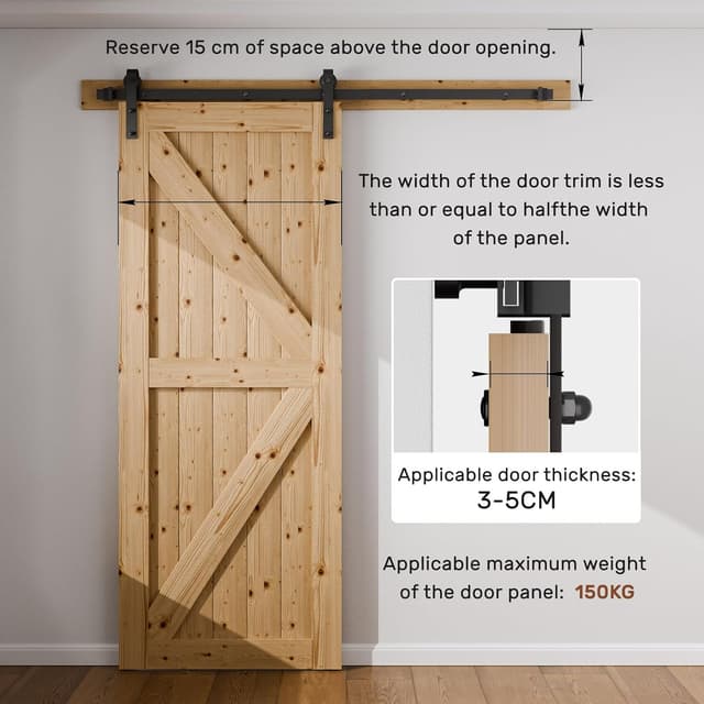 Detalle 2 de Sliding barn door hardware kit 200cm track