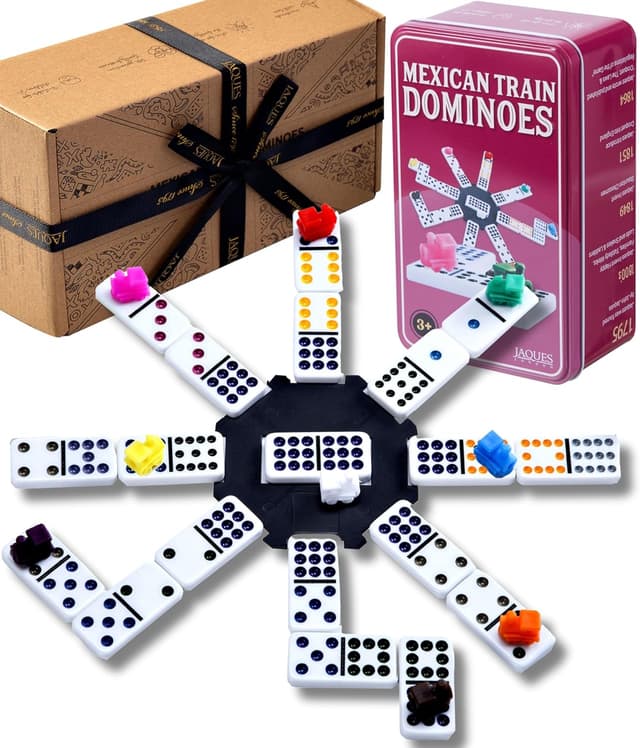 Detalle de Jaques of London Mexican Train Dominoes Game in a Tin Box (for children & adults)