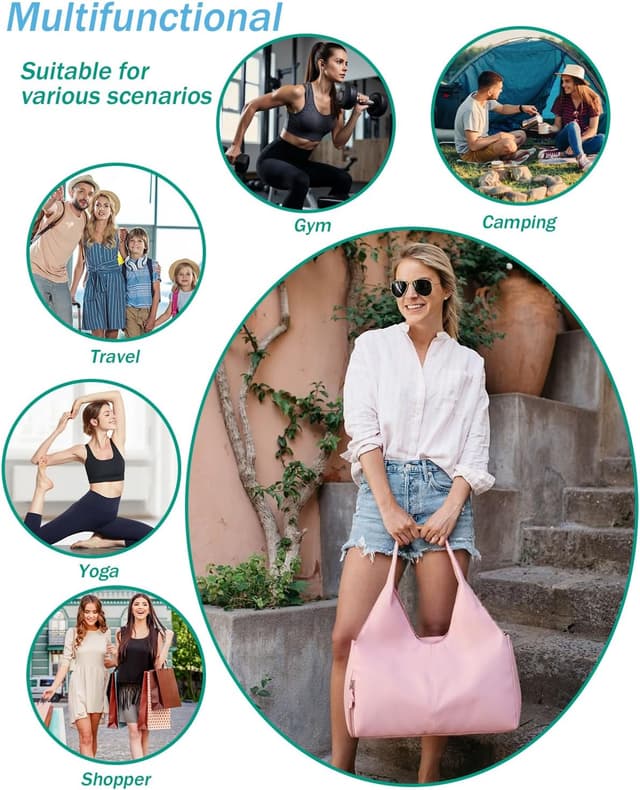 Detalle 2 de BlesMaller Sporttasche für Damen als Handgepäck mit Schuhfach & Nassfach (48 x 20 x 27 cm)