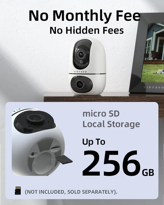 Detalle de VIRTAVO XD1 dual lens indoor security camera