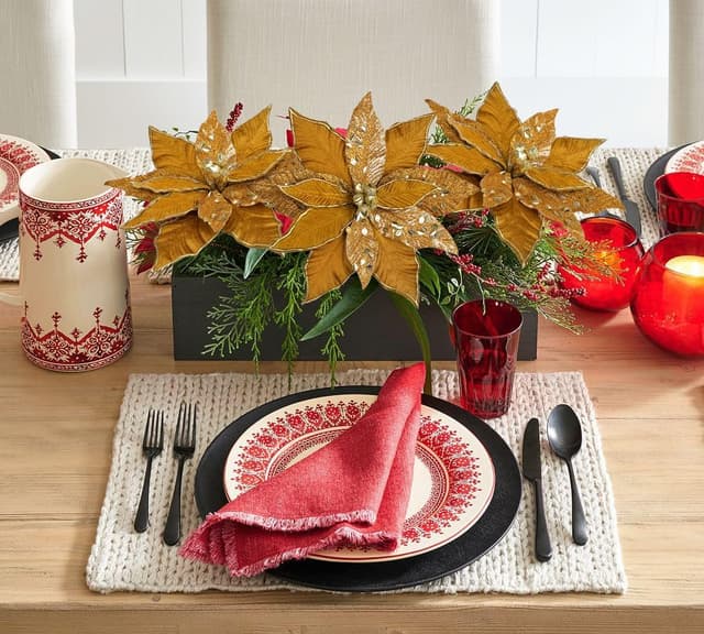 Thumbnail 1 de Oairse Glitter Poinsettia Picks 30cm 🎄