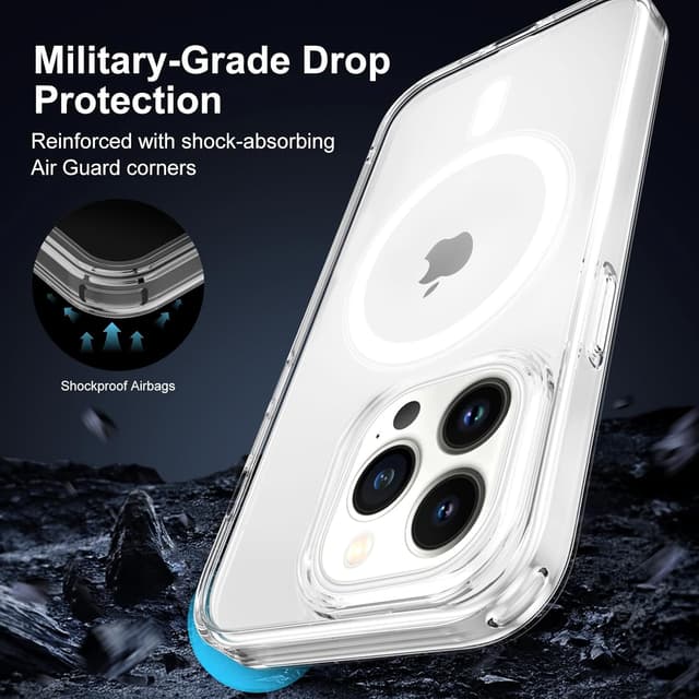 Detalle 2 de XTCASE Coque magnétique pour iPhone 14 Pro compatible MagSafe, transparente