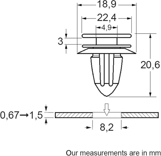 Detalle de Restagraf attacchi per pannello in poliacetale ed elastomero (RIF. 228087) – blister da 4