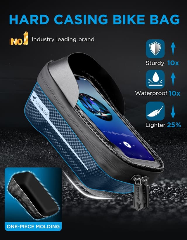 Detalle de whale fall Bike Phone Holder Waterproof Top Tube Bag (Phones up to 7") with Hard EVA Case & Touchscreen