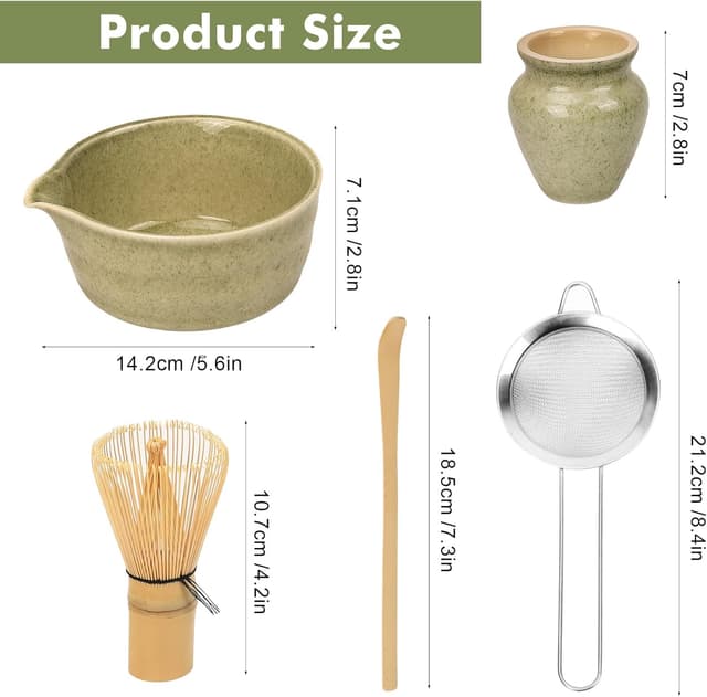 Detalle 2 de HAPLOVE Premium Matcha Tea Set with Bamboo Whisk, Bowl Scoop & Holder – complete matcha making kit