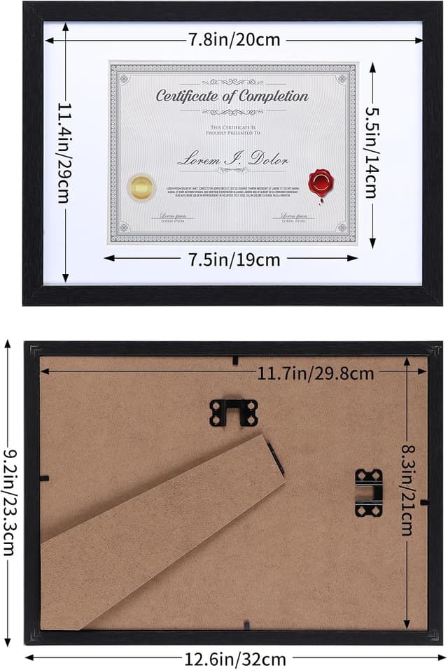 Detalle 2 de Vasemouh 15 Pack A4 Picture Frames (Black, MDF) with Mat – 8x6 & A4 Photo Display