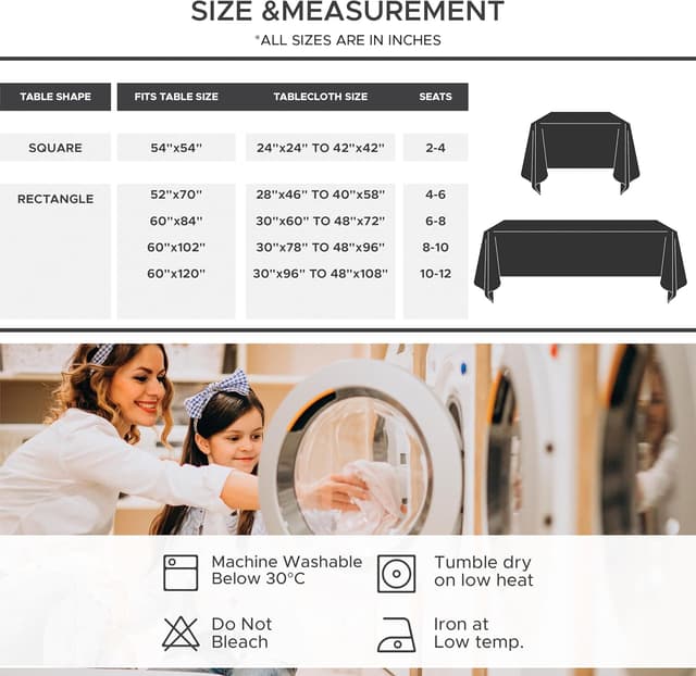 Detalle 2 de Fitable Faux Linen Tablecloths for Rectangle Tables (2-Pack, 60x102 Inch) – Water & Stain Resistant Farmhouse Table Covers