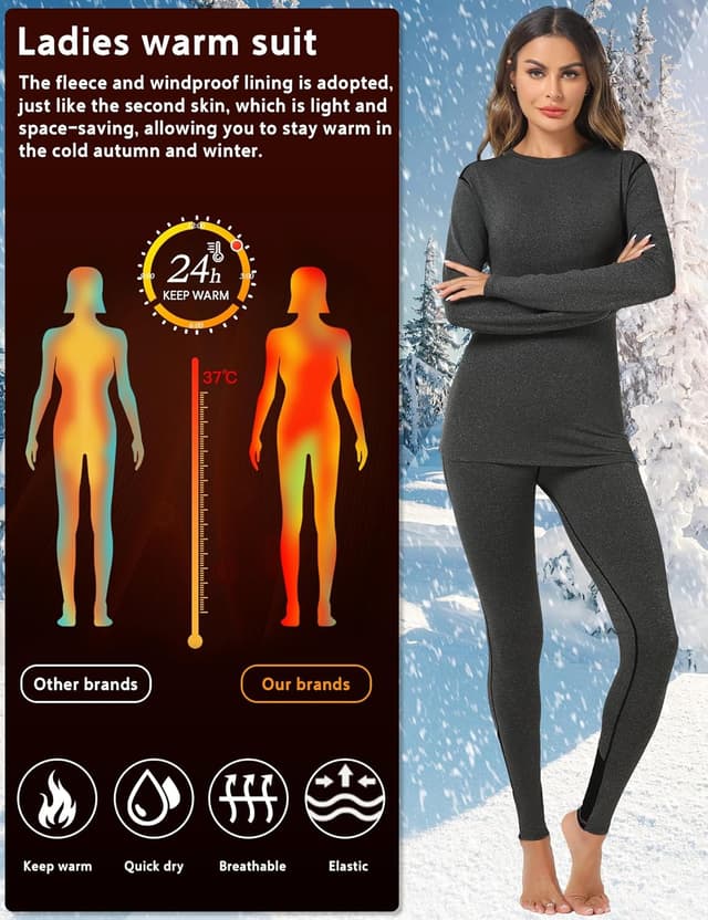 Detalle de Terecey Intimo Termico Donna completo: maglia a maniche lunghe e leggings caldi