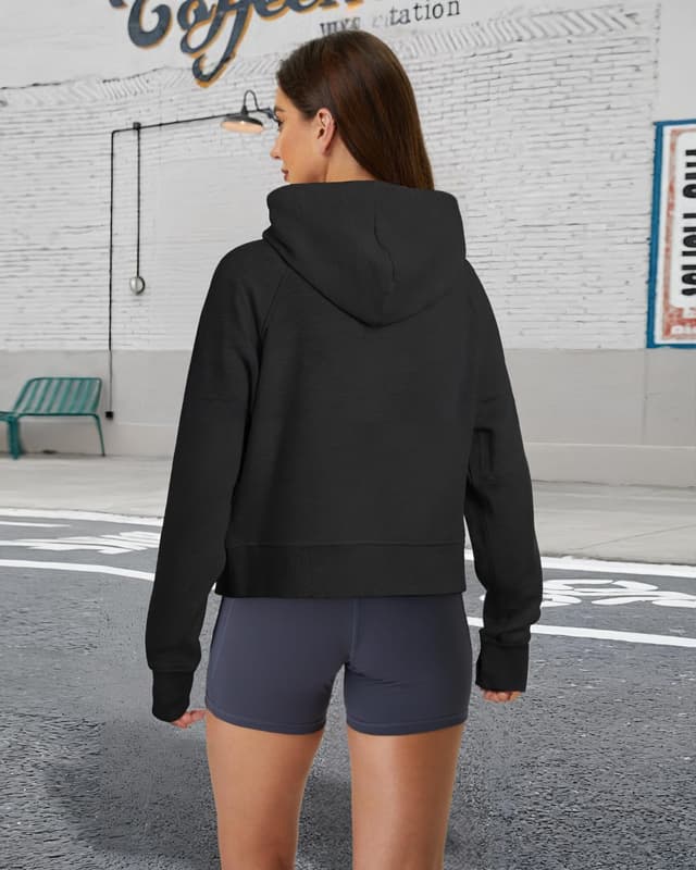Detalle de Friptspyg Sweat à capuche en velours pour femme : polaire chaude, manches longues et grande poche