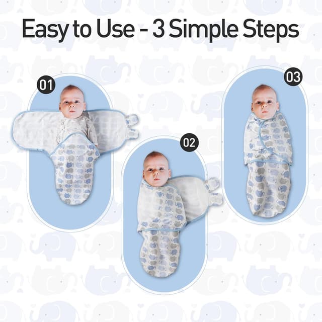 Detalle 2 de GLLQUEN BABY Swaddles Pucksack für Babys 0–3 Monate, 3er Pack mit Bio-Baumwolle (unisex)