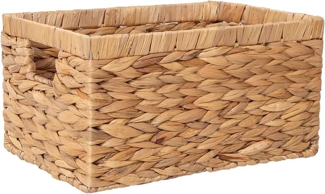 Detalle de GYASVWU geflochtene Wasserhyazinthe Aufbewahrungskörbe (Rechteck, Mittel) mit innenliegendem Griff