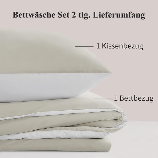 Thumbnail 6 de RUIKASI Bettwäsche 155x220 Beige Weiß