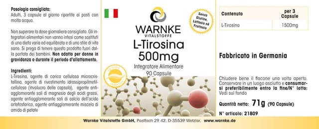 Thumbnail 6 de Warnke L‑Tirosina 500 mg 90 capsule vegane 💊