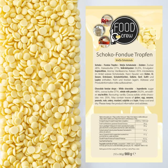 Detalle 2 de Weiße belgische Fondue-Schokolade 900 g