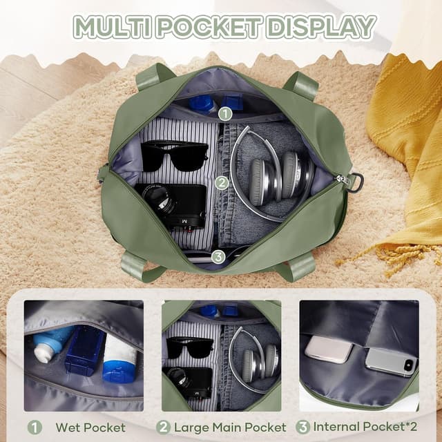 Thumbnail 6 de Reisetasche Damen Sporttasche 40x30x20 Ryanair Handgepäck – erweiterbar, wasserdicht, mit Nass-/Trockentrennung