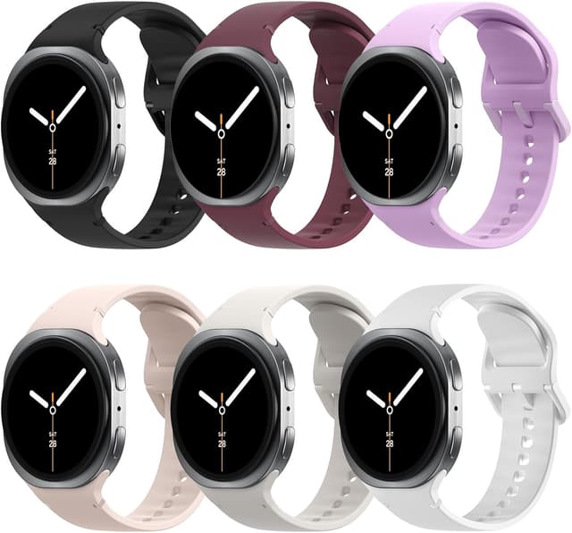 Detalle de TiMOVO 6-Pack Sport Bands for Samsung Galaxy Watch 8 (40mm/44mm) & 8 Classic (46mm) – Soft Silicone Replacement Straps