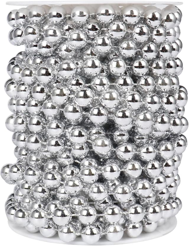 Detalle de Silver Pearl Beads Garland 33 ft, 10mm ๐