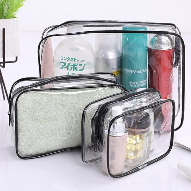Detalle 1 de TESIN 12 Pack Clear Cosmetics Bags (PVC, zippered) – waterproof clear toiletry & organiser pouches