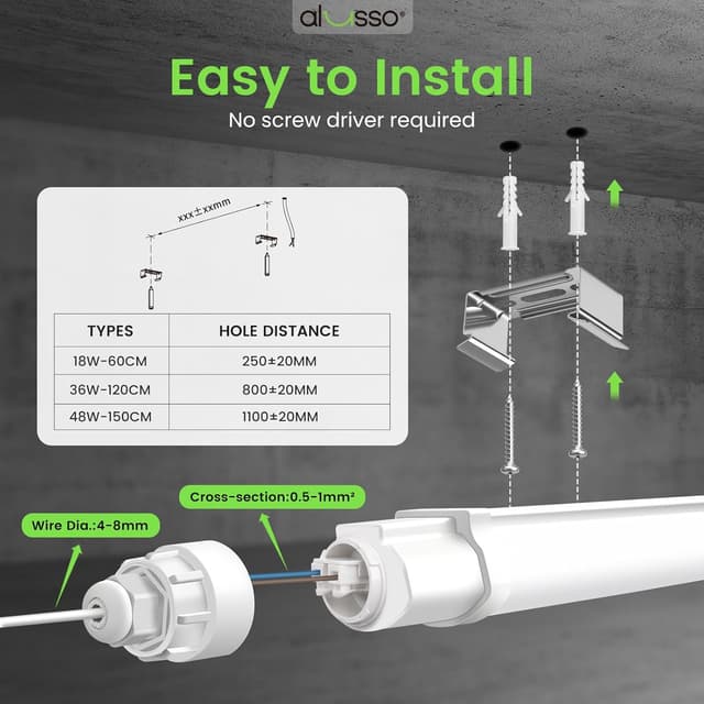 Thumbnail 5 de ALUSSO LIGHTING LED Feuchtraumleuchte 116 cm, 36W