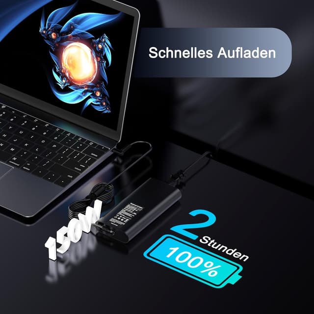 Detalle de 150W Laptop-Ladekabel / Netzteil kompatibel mit HP Omen, Pavilion Gaming, ZBook & EliteBook (4,5 x 3,0 mm)